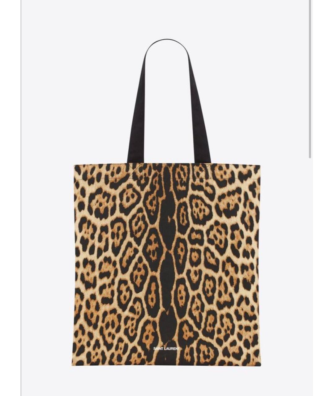 SAINT LAURENT Коричневая тканевая сумка тоут, фото 8