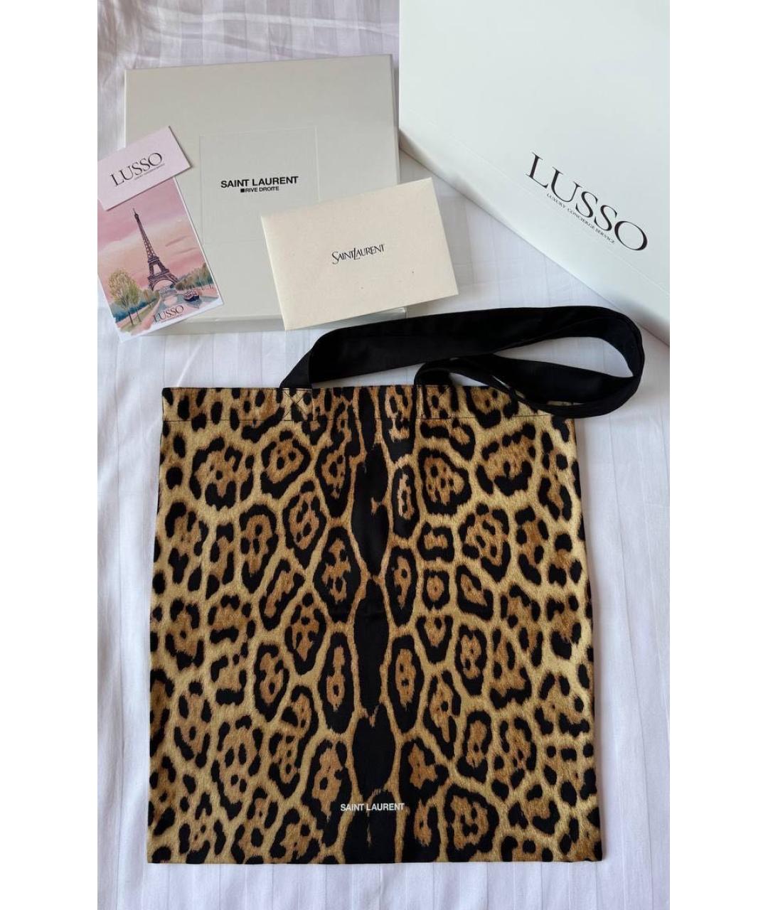 SAINT LAURENT Коричневая тканевая сумка тоут, фото 2