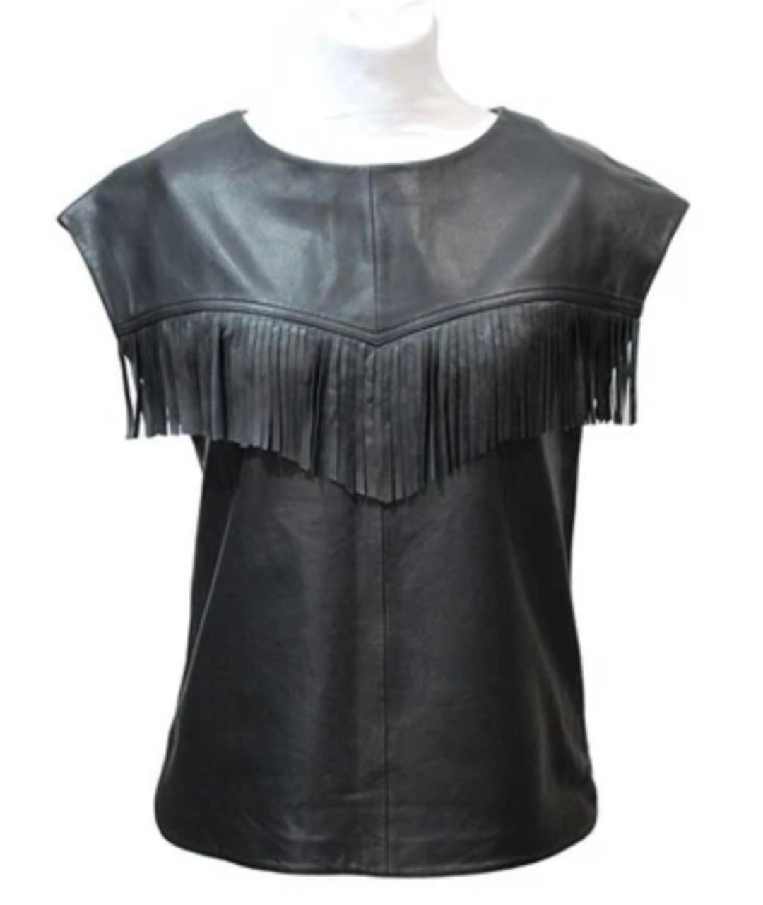 ZADIG & VOLTAIRE Черная кожаная майка, фото 3