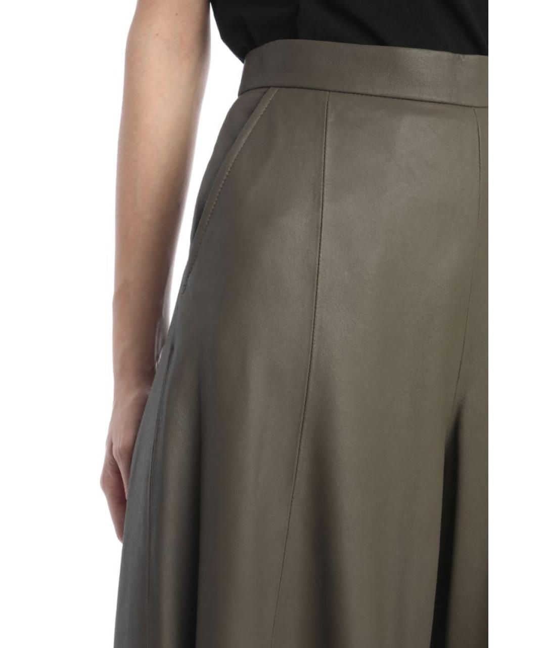 WEEKEND MAX MARA Хаки кожаные шорты, фото 4