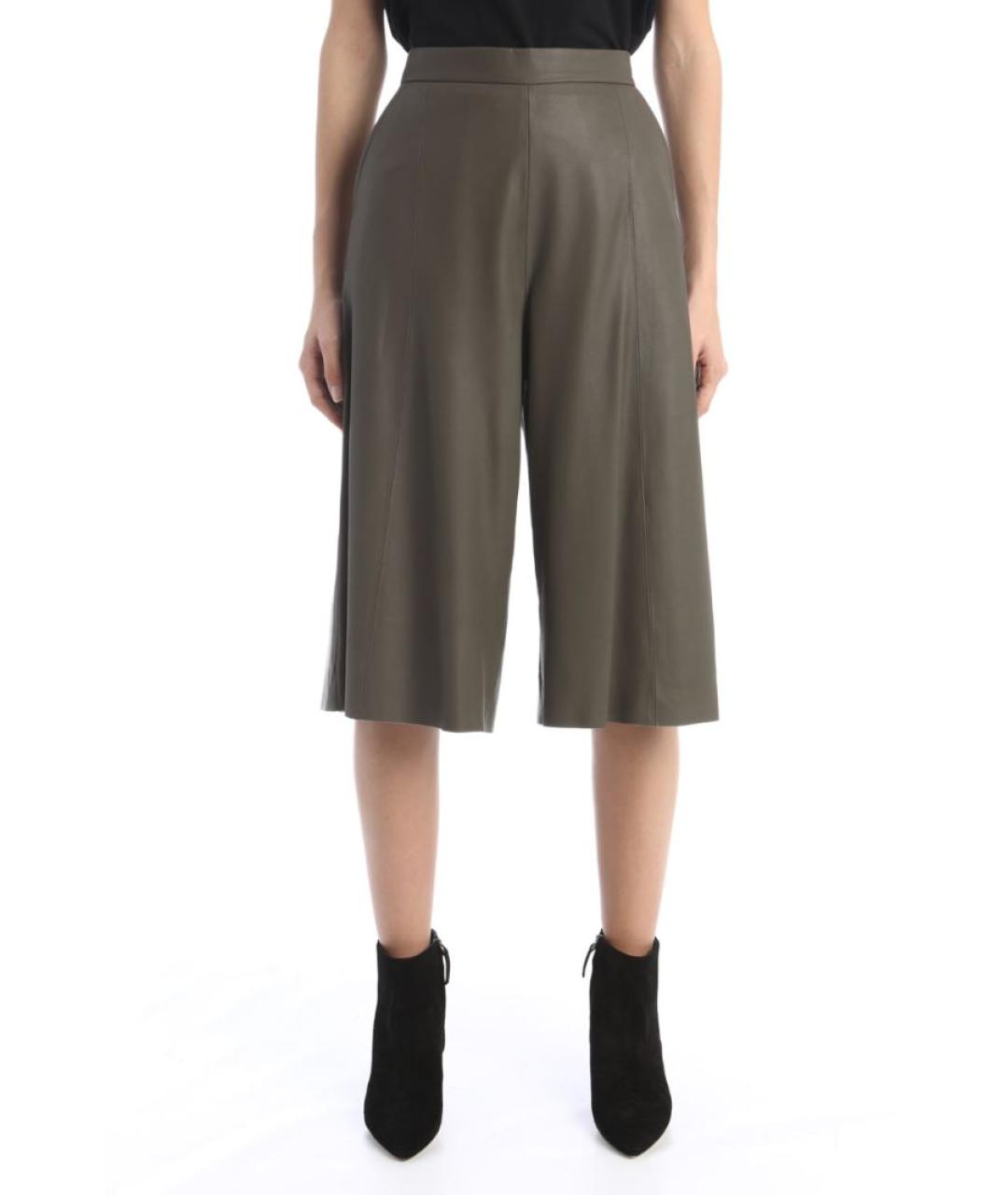 WEEKEND MAX MARA Хаки кожаные шорты, фото 2