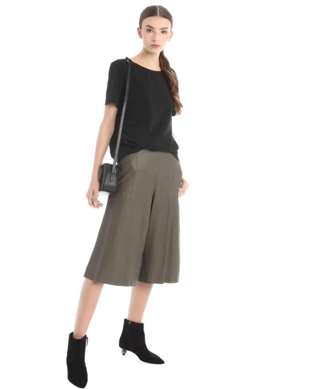 WEEKEND MAX MARA Хаки кожаные шорты, фото 5