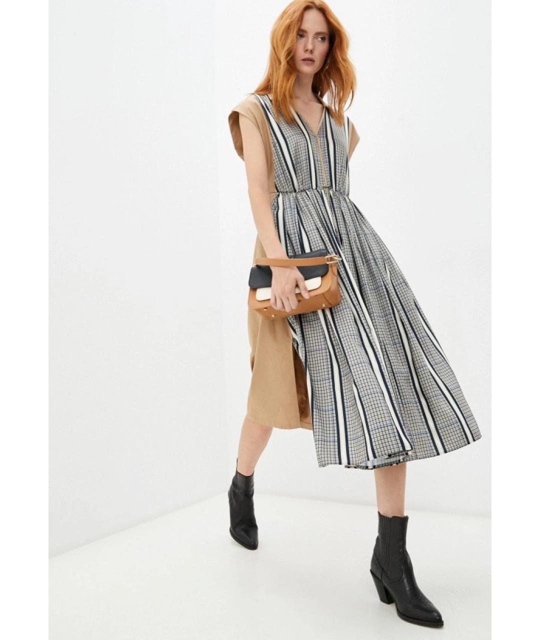 WEEKEND MAX MARA Коричневое хлопковое повседневное платье, фото 5