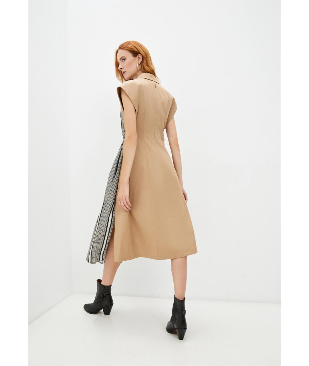 WEEKEND MAX MARA Коричневое хлопковое повседневное платье, фото 2