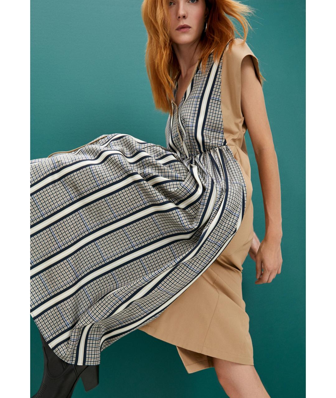 WEEKEND MAX MARA Коричневое хлопковое повседневное платье, фото 3