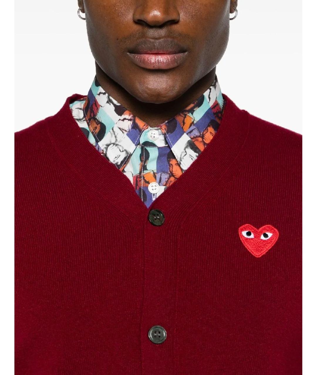 COMME DES GARÇONS PLAY Бордовый шерстяной кардиган, фото 6