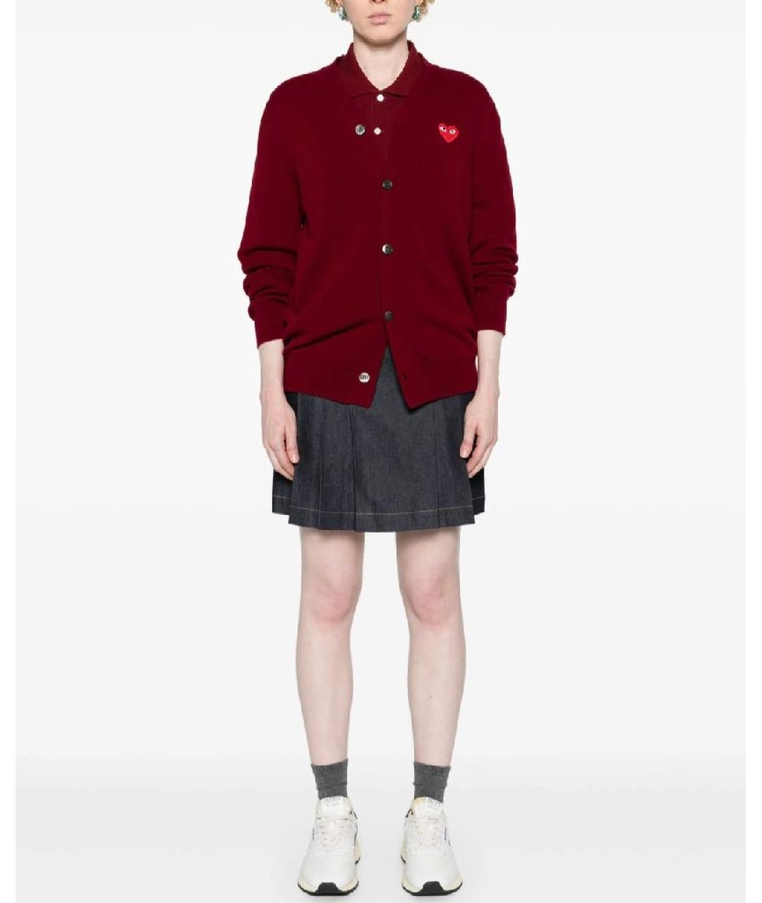 COMME DES GARÇONS PLAY Бордовый шерстяной кардиган, фото 3