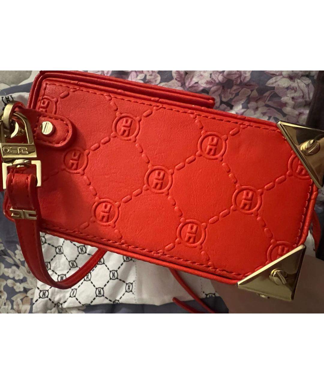 ELISABETTA FRANCHI Красная сумка через плечо из искусственной кожи, фото 6