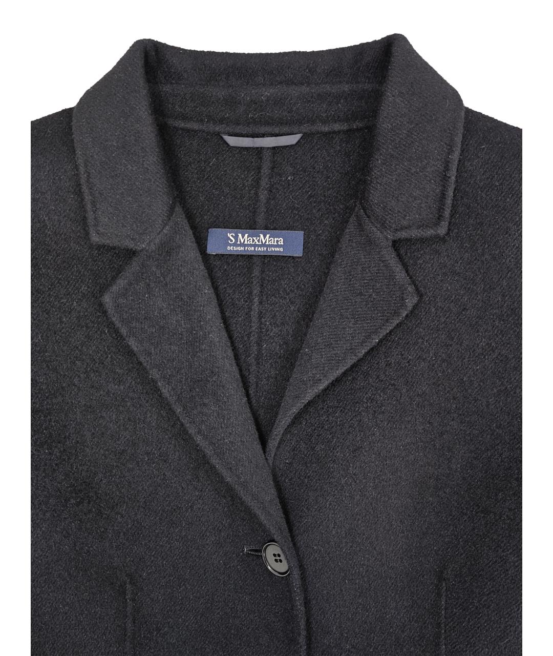 'S MAX MARA Черное шерстяное пальто, фото 7