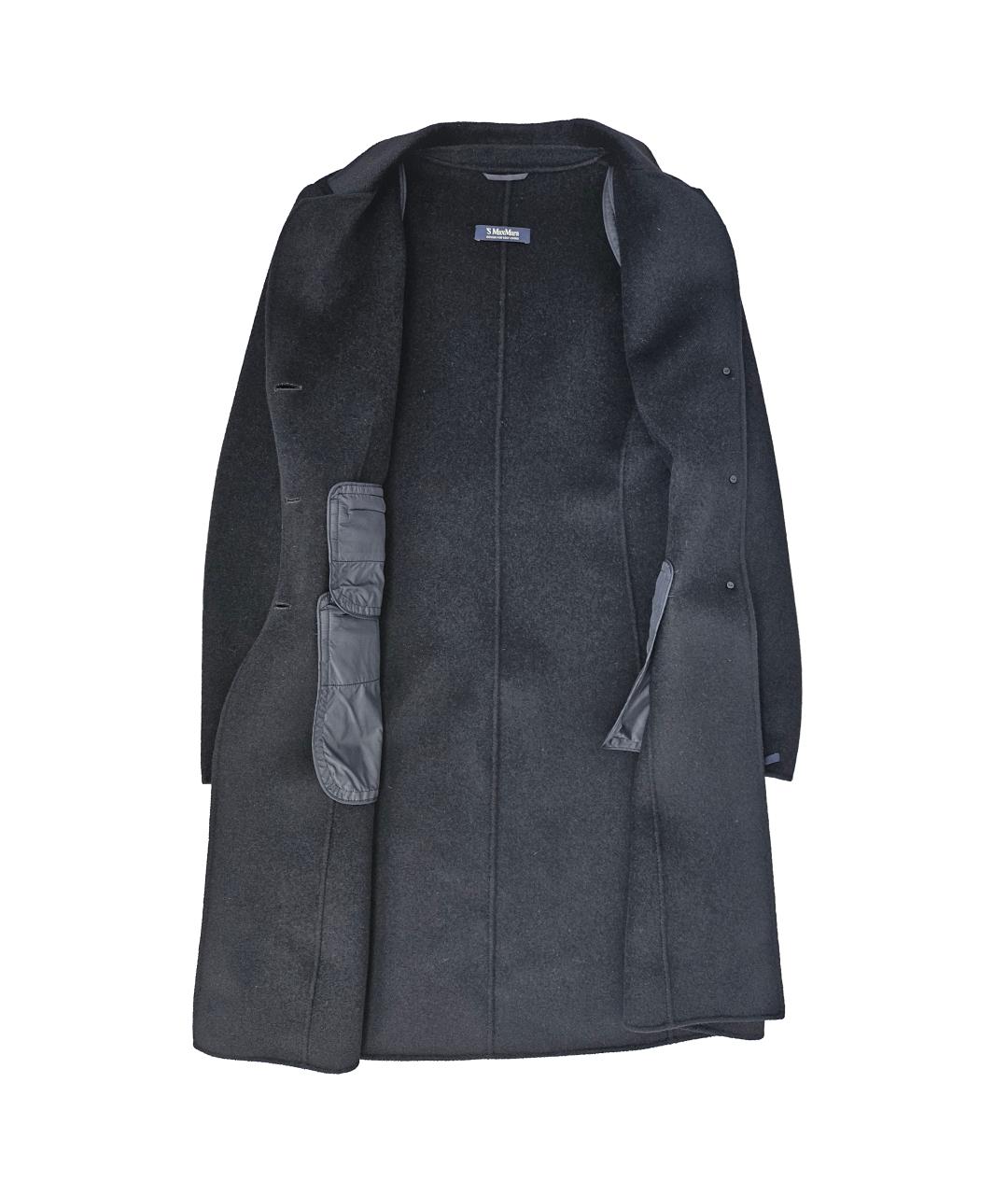 'S MAX MARA Черное шерстяное пальто, фото 4