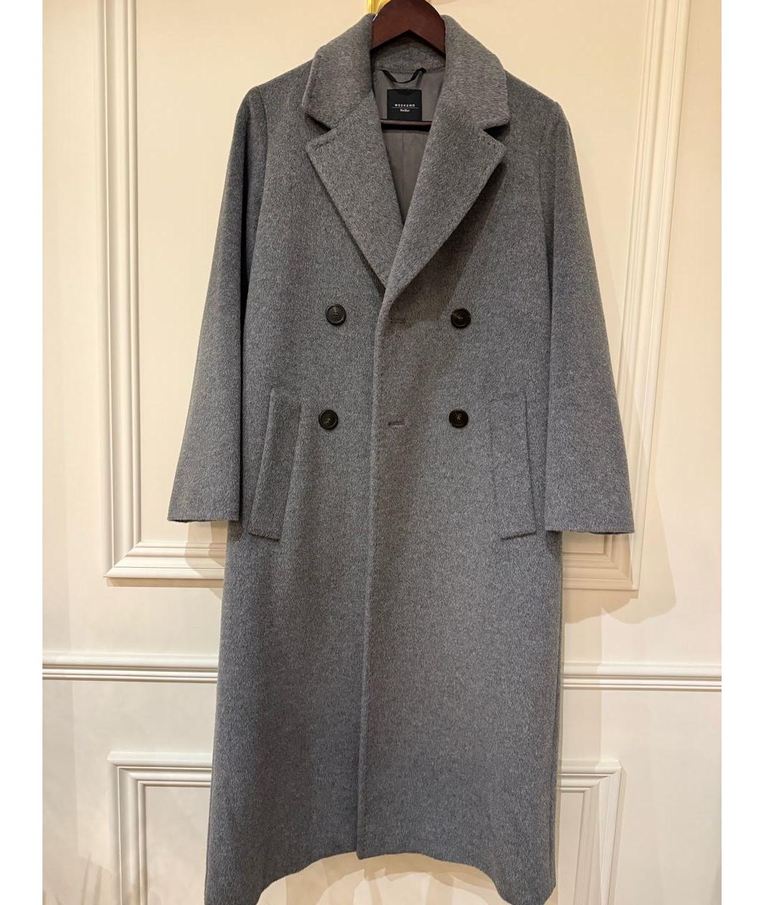 WEEKEND MAX MARA Серое шерстяное пальто, фото 6