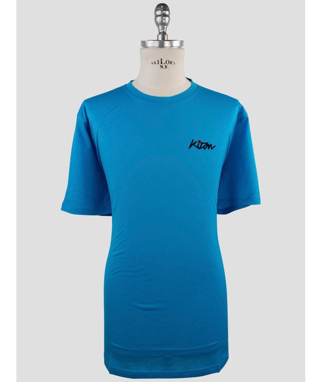 KITON Голубая хлопковая футболка, фото 4