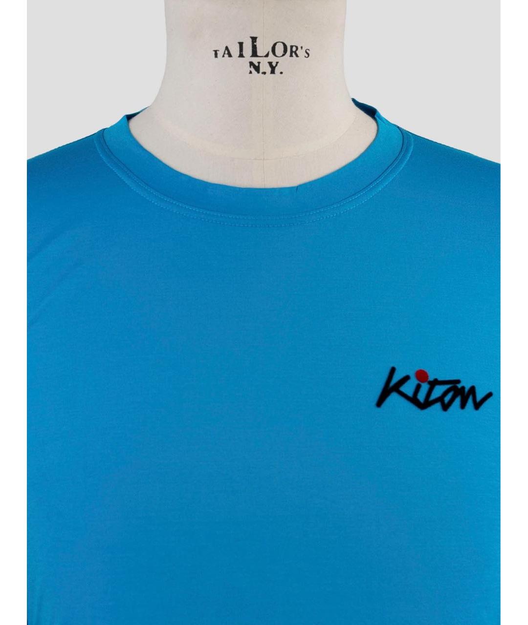 KITON Голубая хлопковая футболка, фото 2