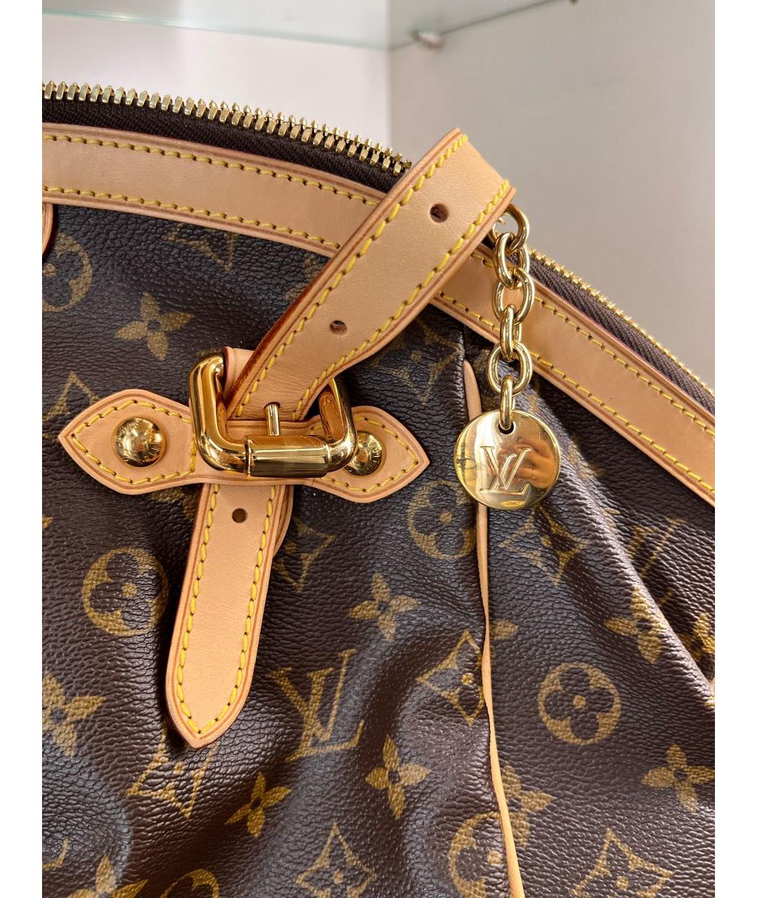 LOUIS VUITTON Коричневая кожаная сумка с короткими ручками, фото 6