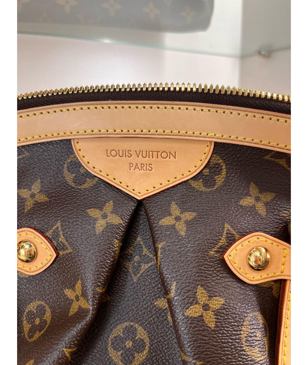 LOUIS VUITTON Коричневая кожаная сумка с короткими ручками, фото 5