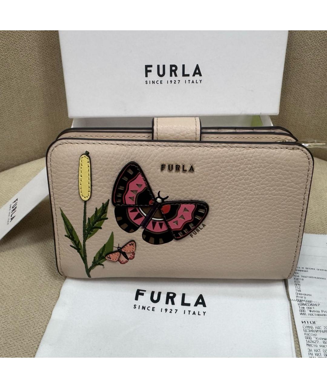 FURLA Бежевый кожаный кошелек, фото 5