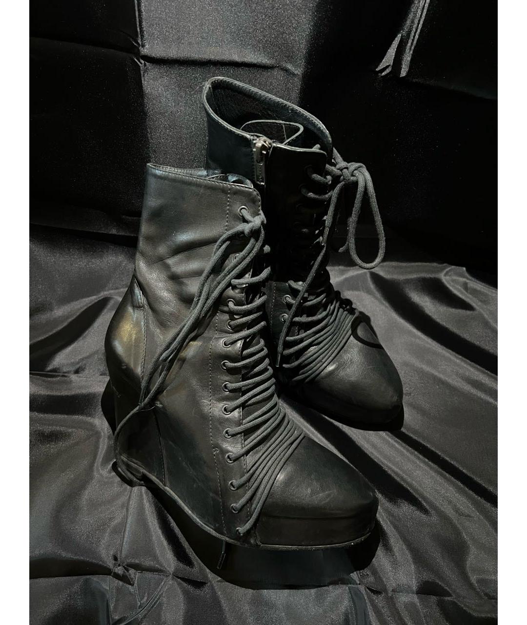 ANN DEMEULEMEESTER Черные кожаные ботильоны, фото 8
