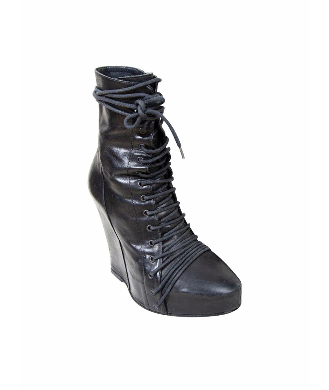 ANN DEMEULEMEESTER Черные кожаные ботильоны, фото 1