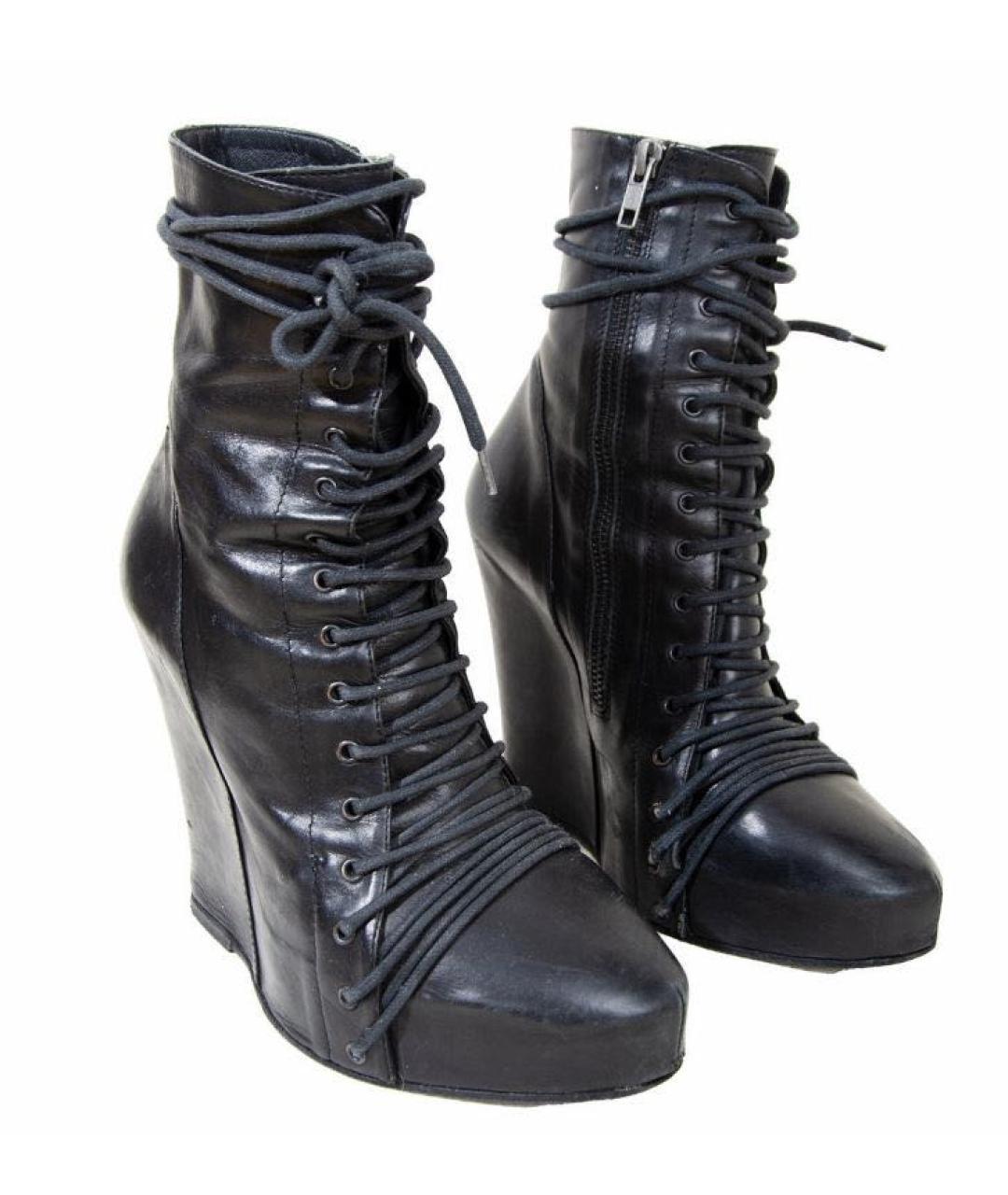 ANN DEMEULEMEESTER Черные кожаные ботильоны, фото 2