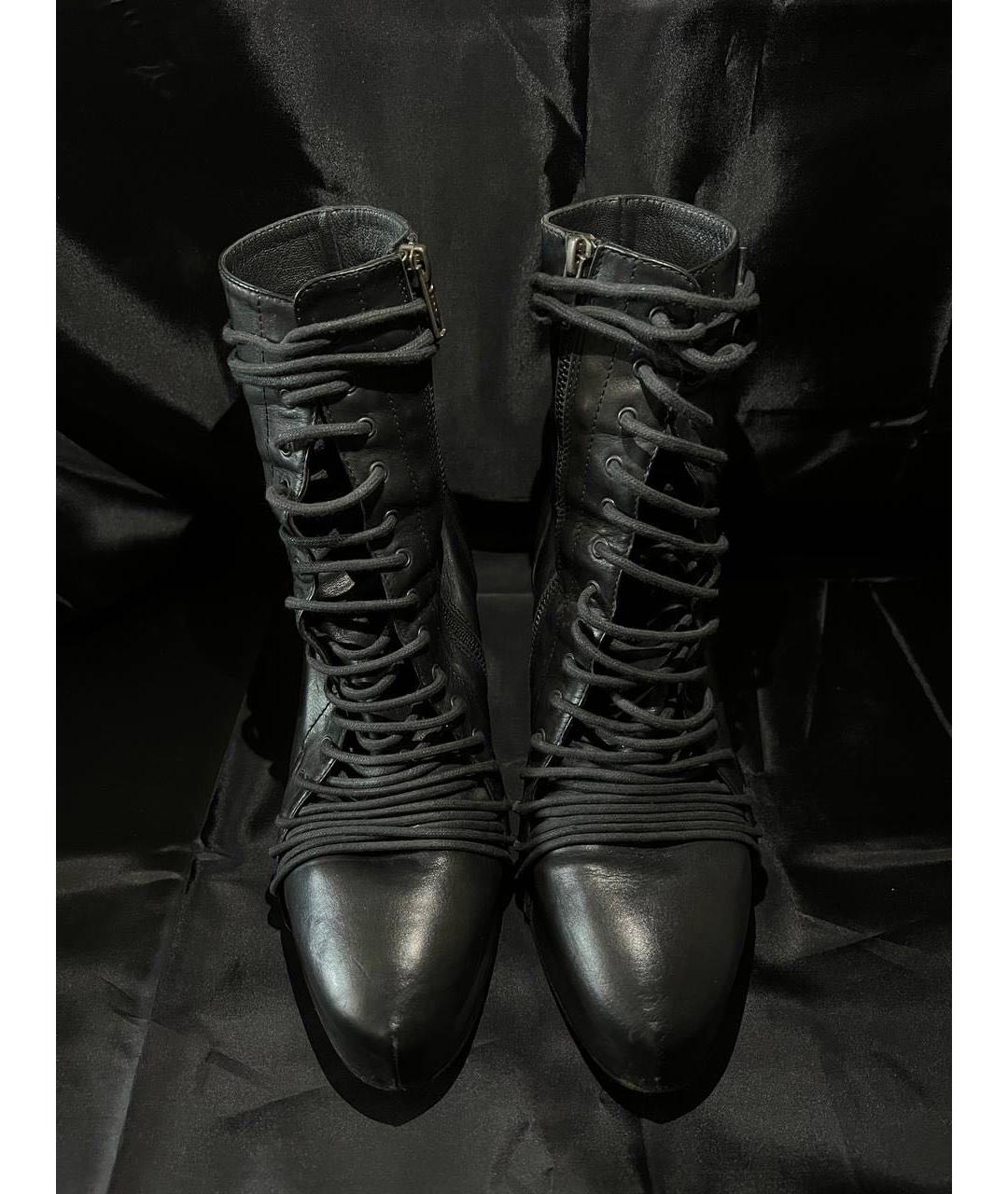 ANN DEMEULEMEESTER Черные кожаные ботильоны, фото 3
