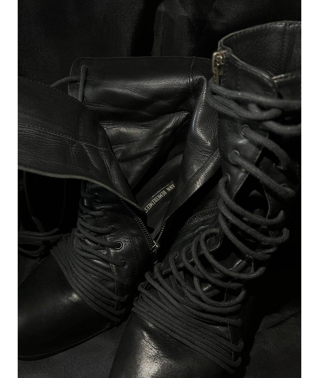 ANN DEMEULEMEESTER Черные кожаные ботильоны, фото 4