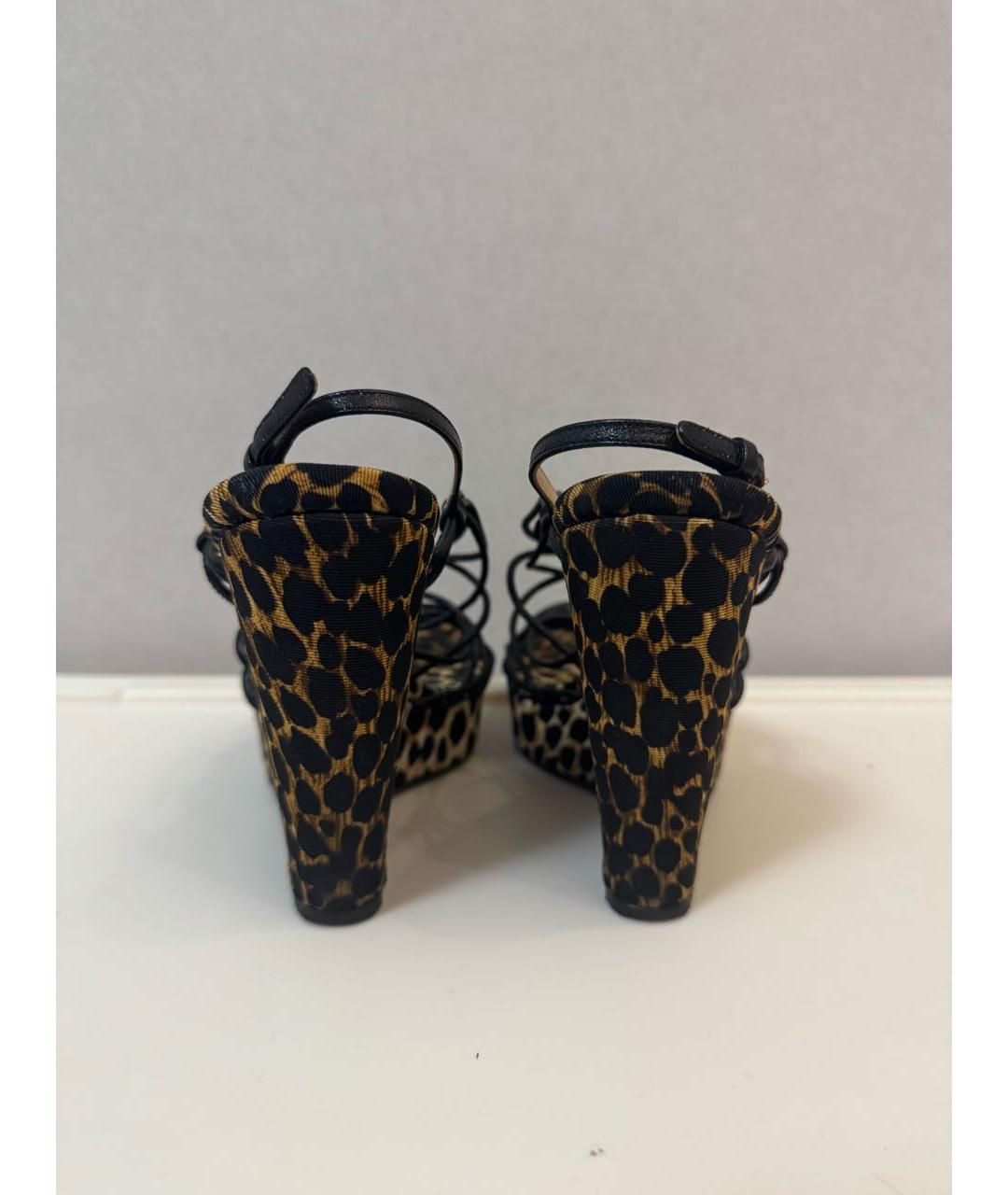 DOLCE&GABBANA Черные текстильные босоножки, фото 4