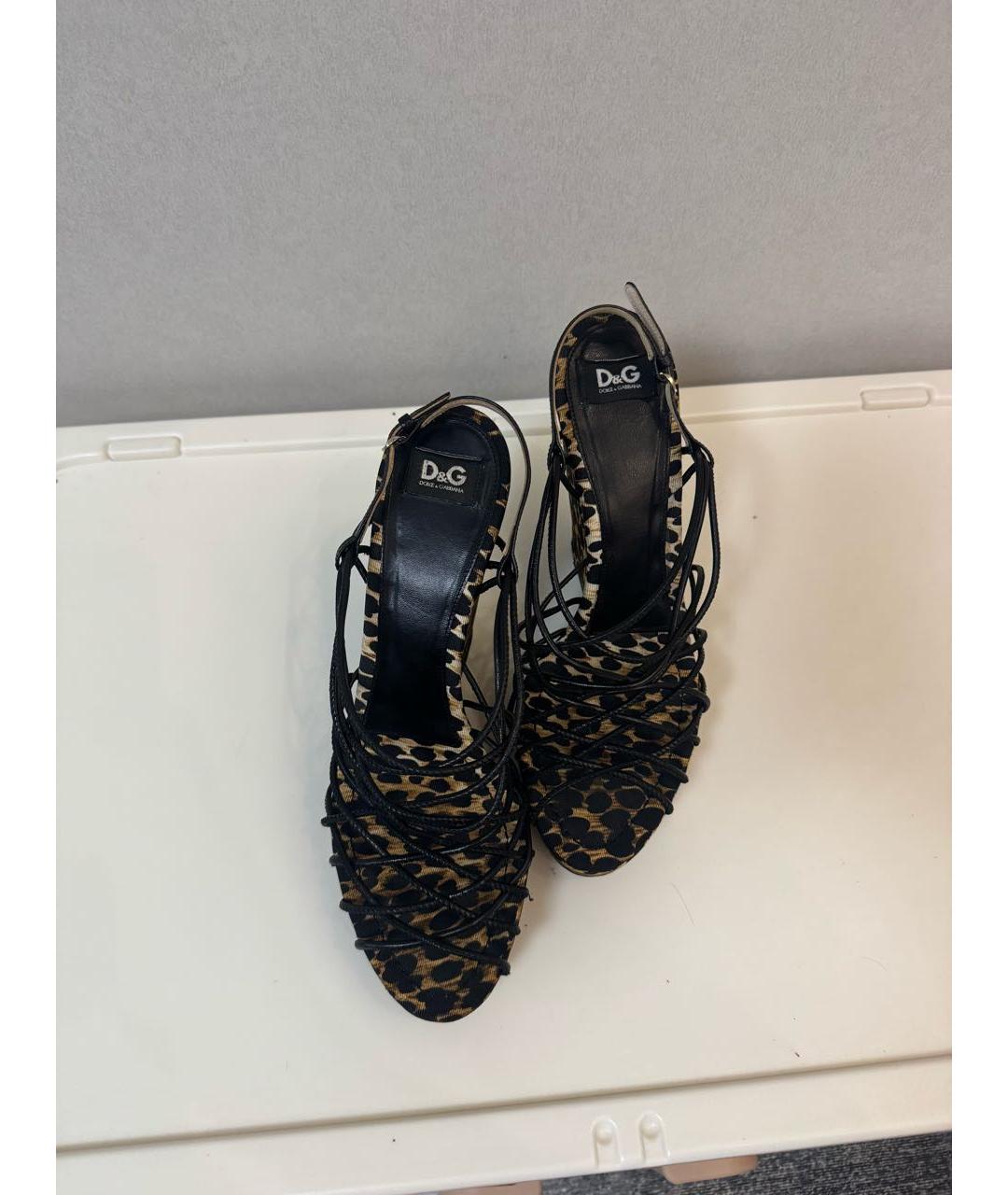 DOLCE&GABBANA Черные текстильные босоножки, фото 3