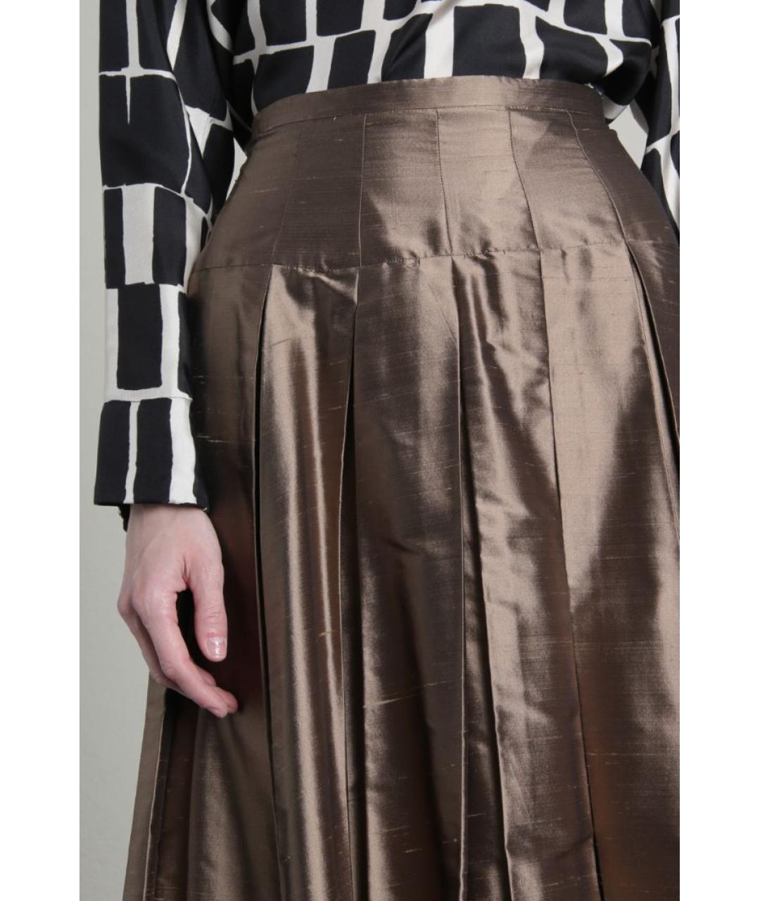 'S MAX MARA Коричневая шелковая юбка миди, фото 4