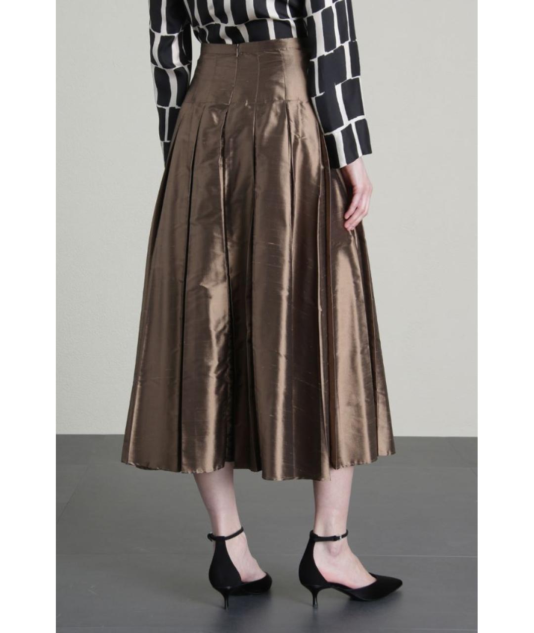 'S MAX MARA Коричневая шелковая юбка миди, фото 3