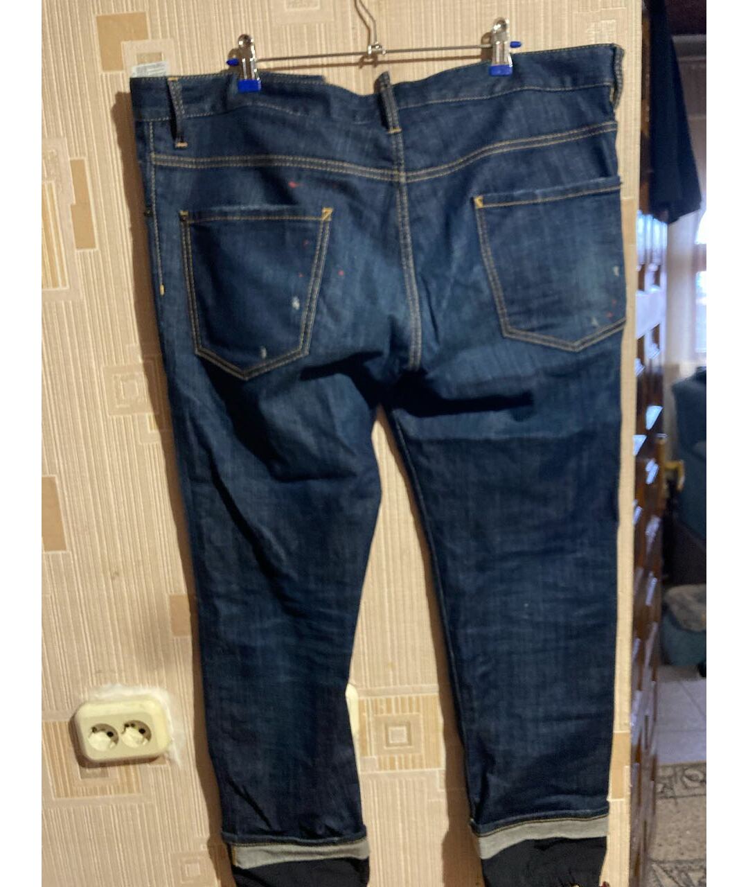 DSQUARED2 Синие хлопко-эластановые прямые джинсы, фото 2