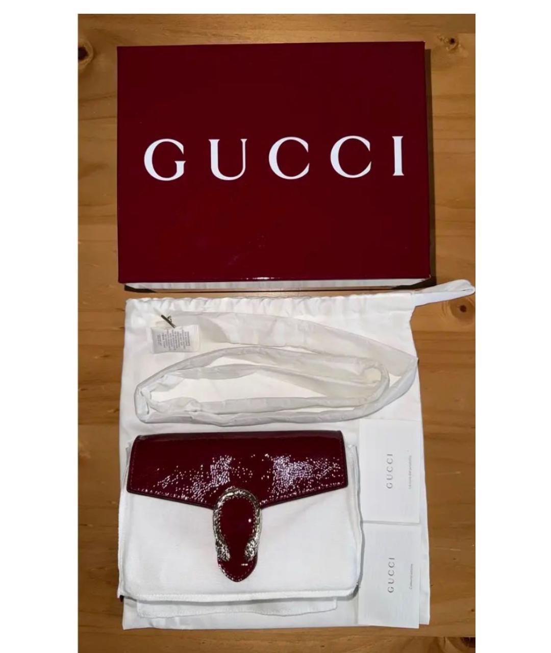 GUCCI Бордовая кожаная сумка через плечо, фото 5