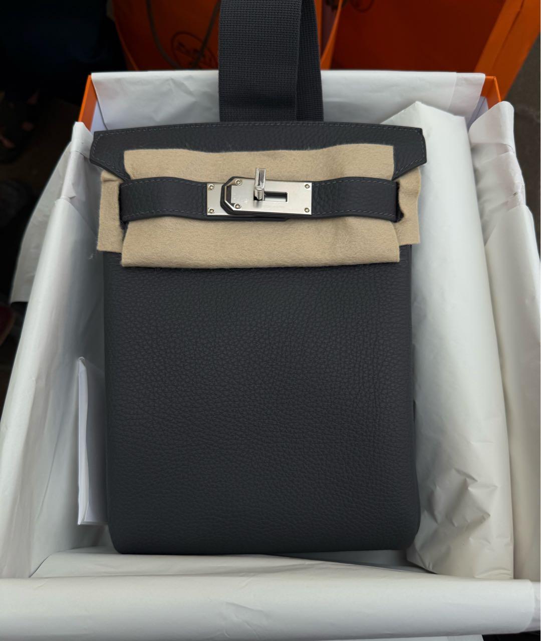 HERMES Антрацитовая кожаная сумка на плечо, фото 5