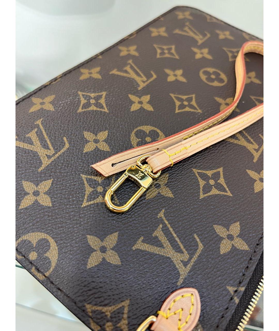 LOUIS VUITTON Коричневая кожаная косметичка, фото 4