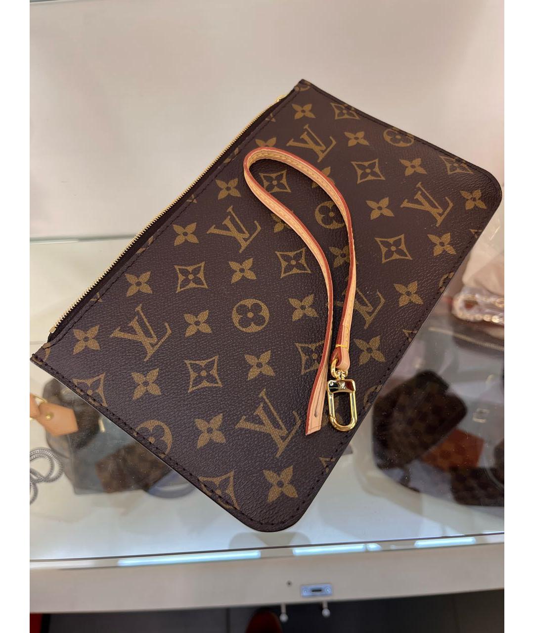 LOUIS VUITTON Коричневая кожаная косметичка, фото 2