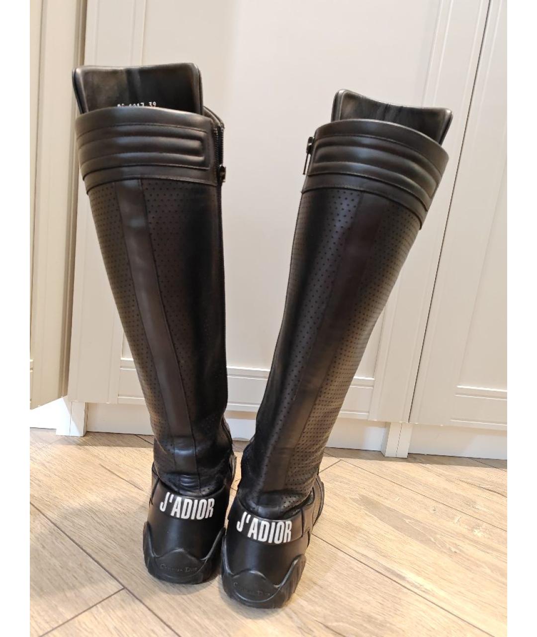 CHRISTIAN DIOR Черные кожаные сапоги, фото 4