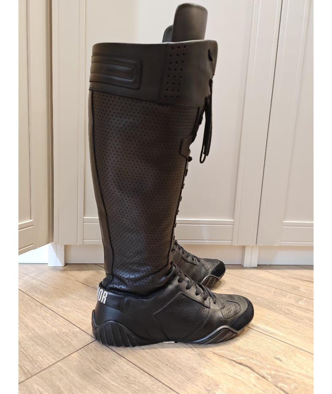 CHRISTIAN DIOR Черные кожаные сапоги, фото 8