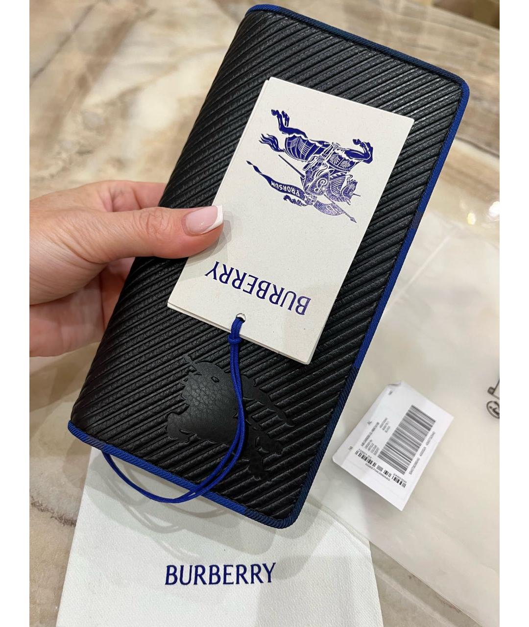 BURBERRY Черный кожаный кошелек, фото 8