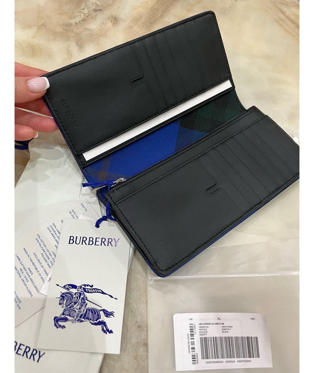 BURBERRY Черный кожаный кошелек, фото 4