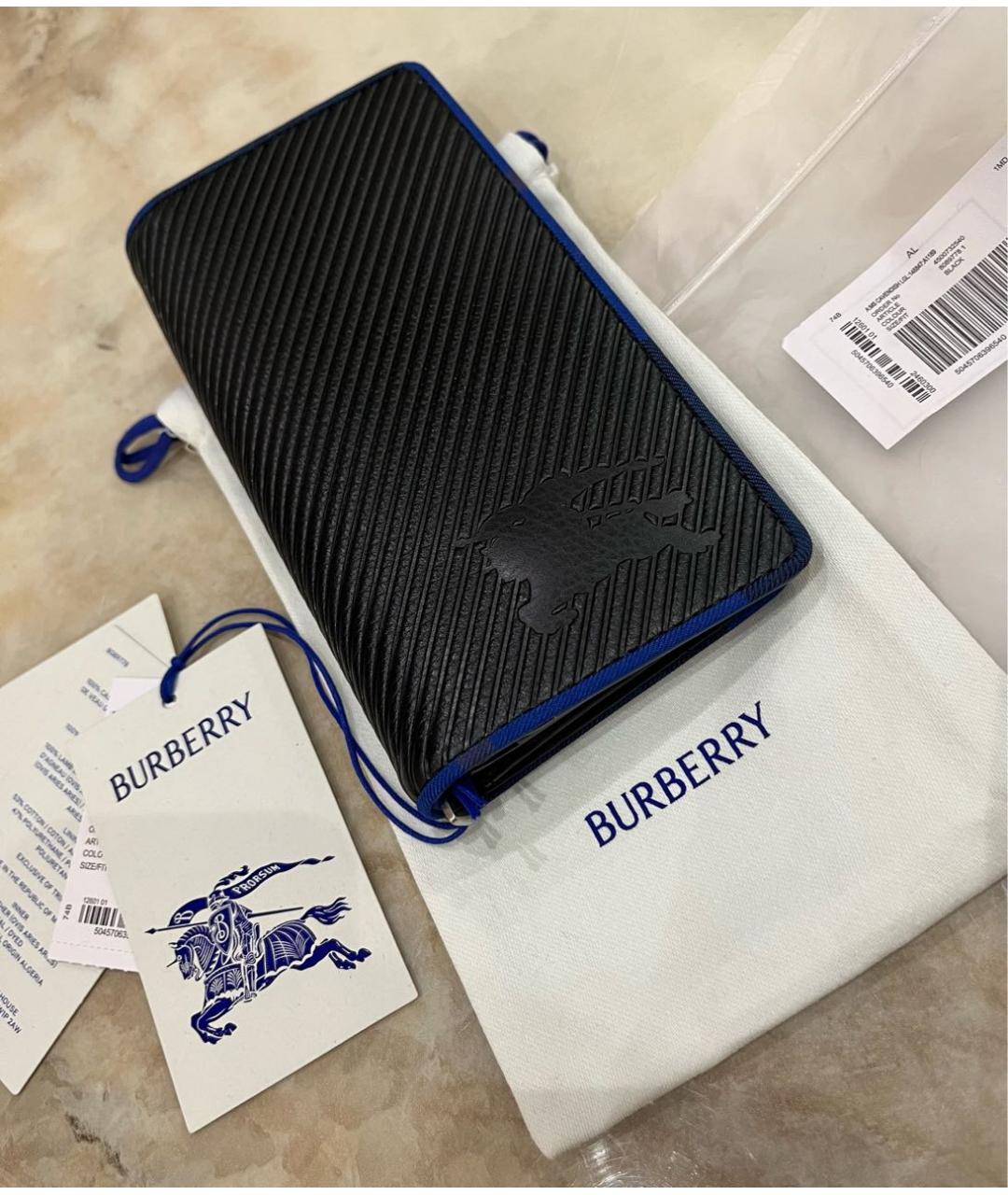 BURBERRY Черный кожаный кошелек, фото 3
