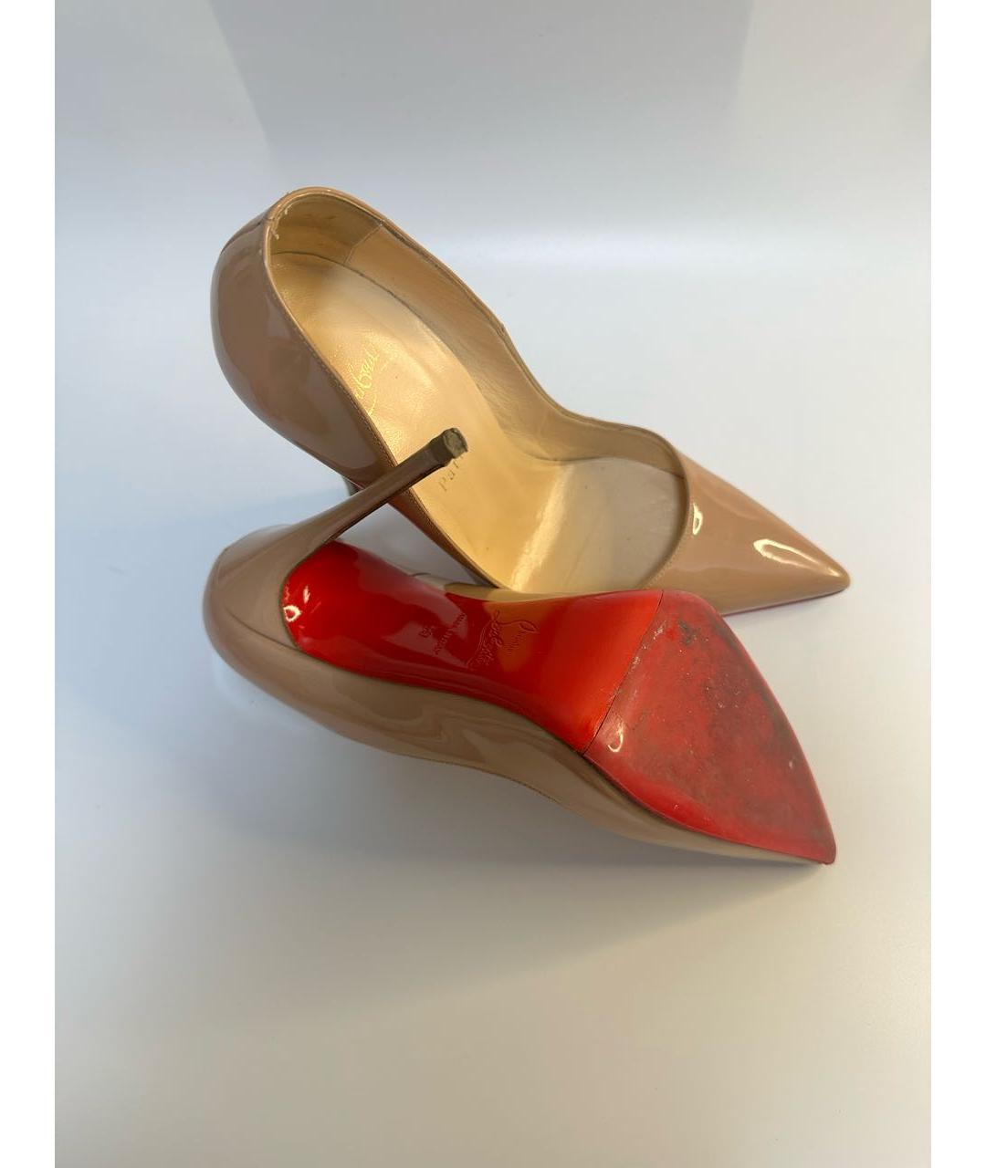 CHRISTIAN LOUBOUTIN Бежевые кожаные туфли, фото 7