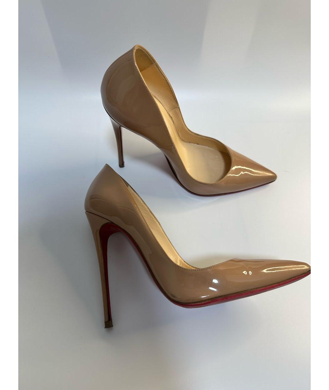 CHRISTIAN LOUBOUTIN Бежевые кожаные туфли, фото 4