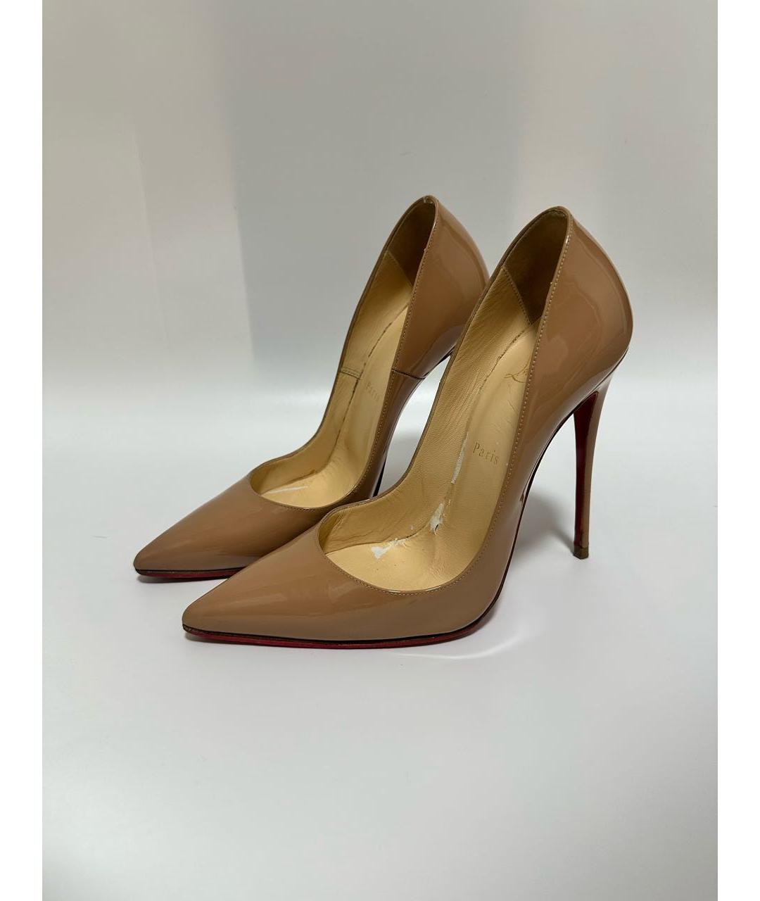 CHRISTIAN LOUBOUTIN Бежевые кожаные туфли, фото 2