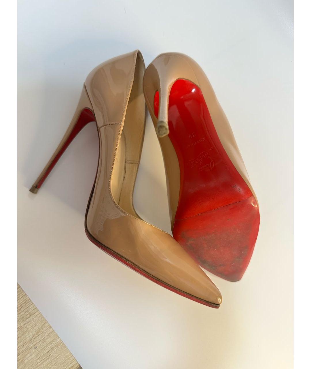CHRISTIAN LOUBOUTIN Бежевые кожаные туфли, фото 9
