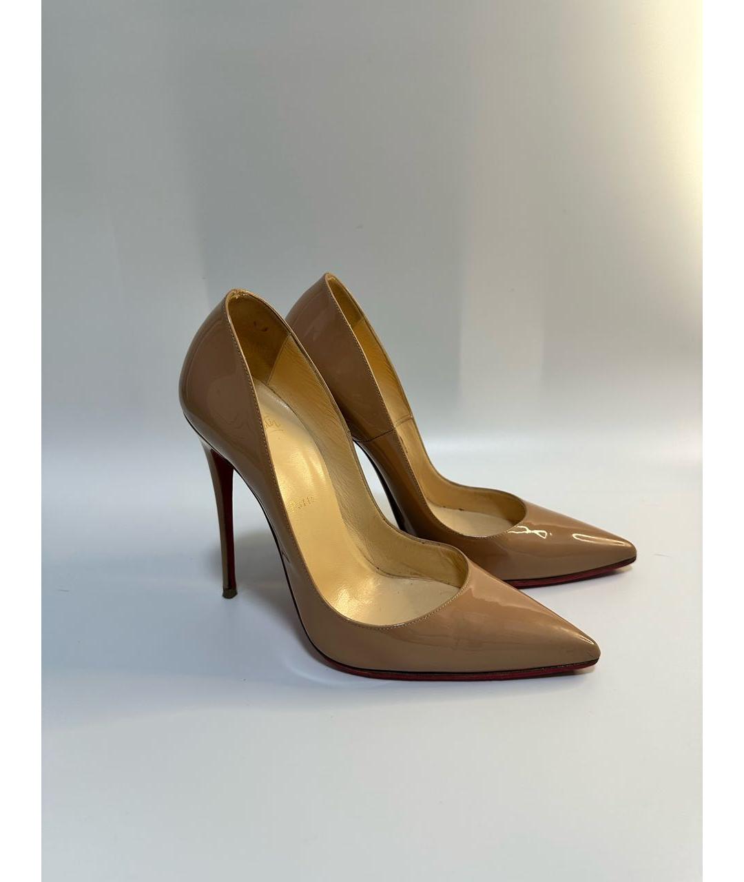CHRISTIAN LOUBOUTIN Бежевые кожаные туфли, фото 3