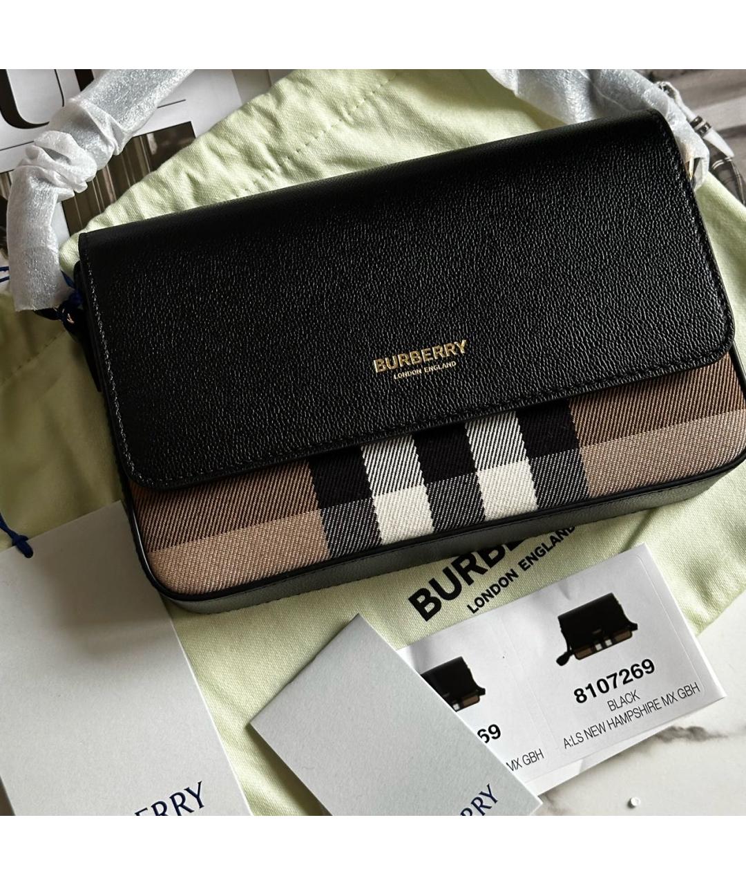 BURBERRY Черная кожаная сумка через плечо, фото 6