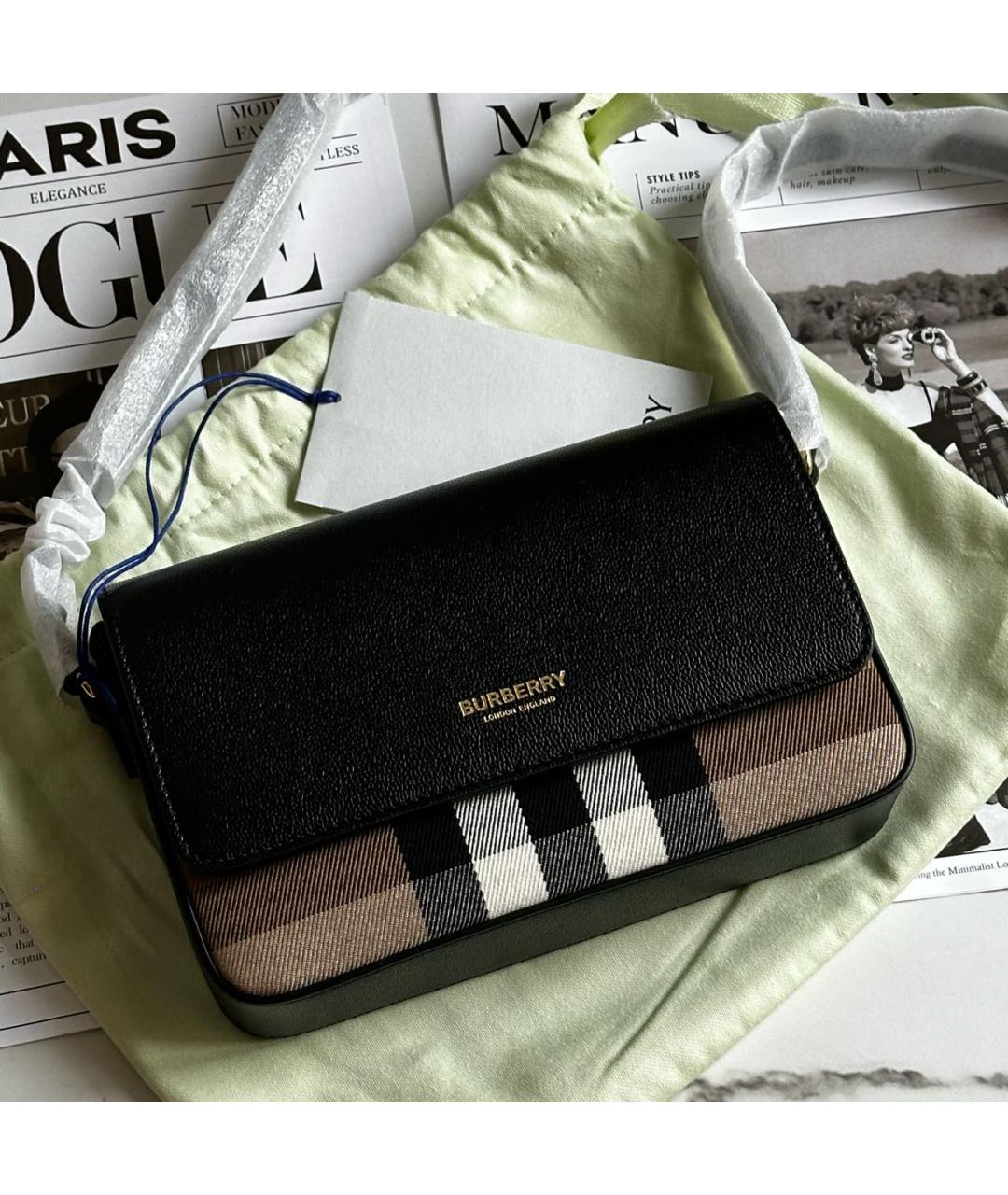 BURBERRY Черная кожаная сумка через плечо, фото 2