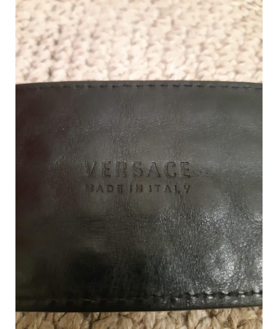 VERSACE Черный кожаный ремень, фото 3