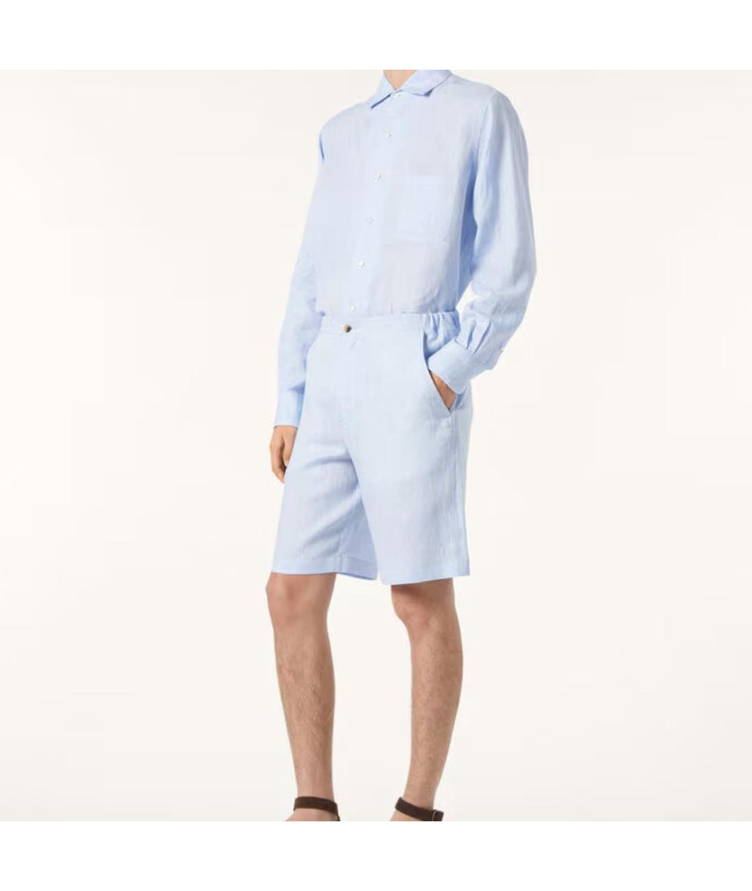 LORO PIANA Голубая льняная кэжуал рубашка, фото 2