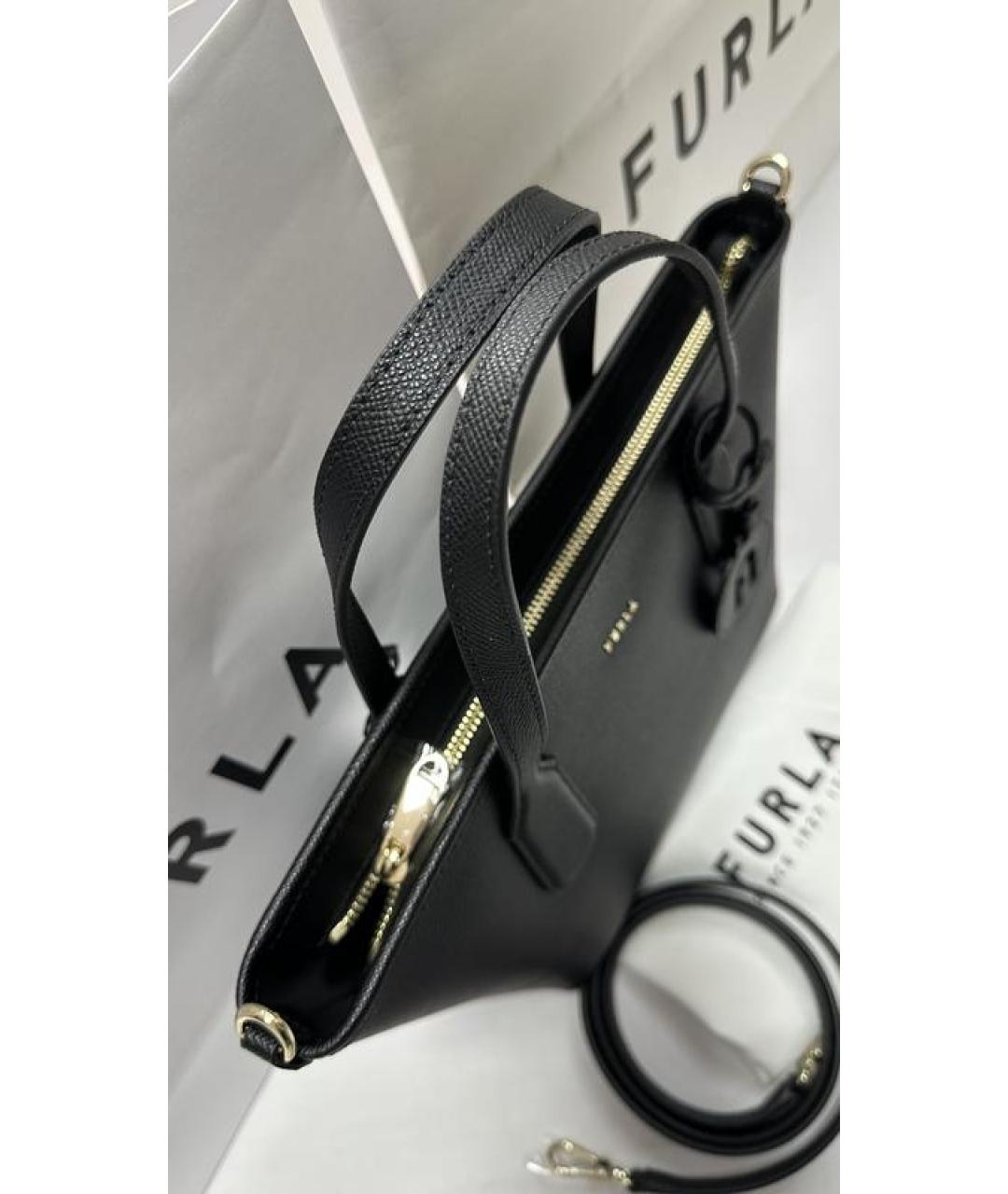 FURLA Черная кожаная сумка тоут, фото 4