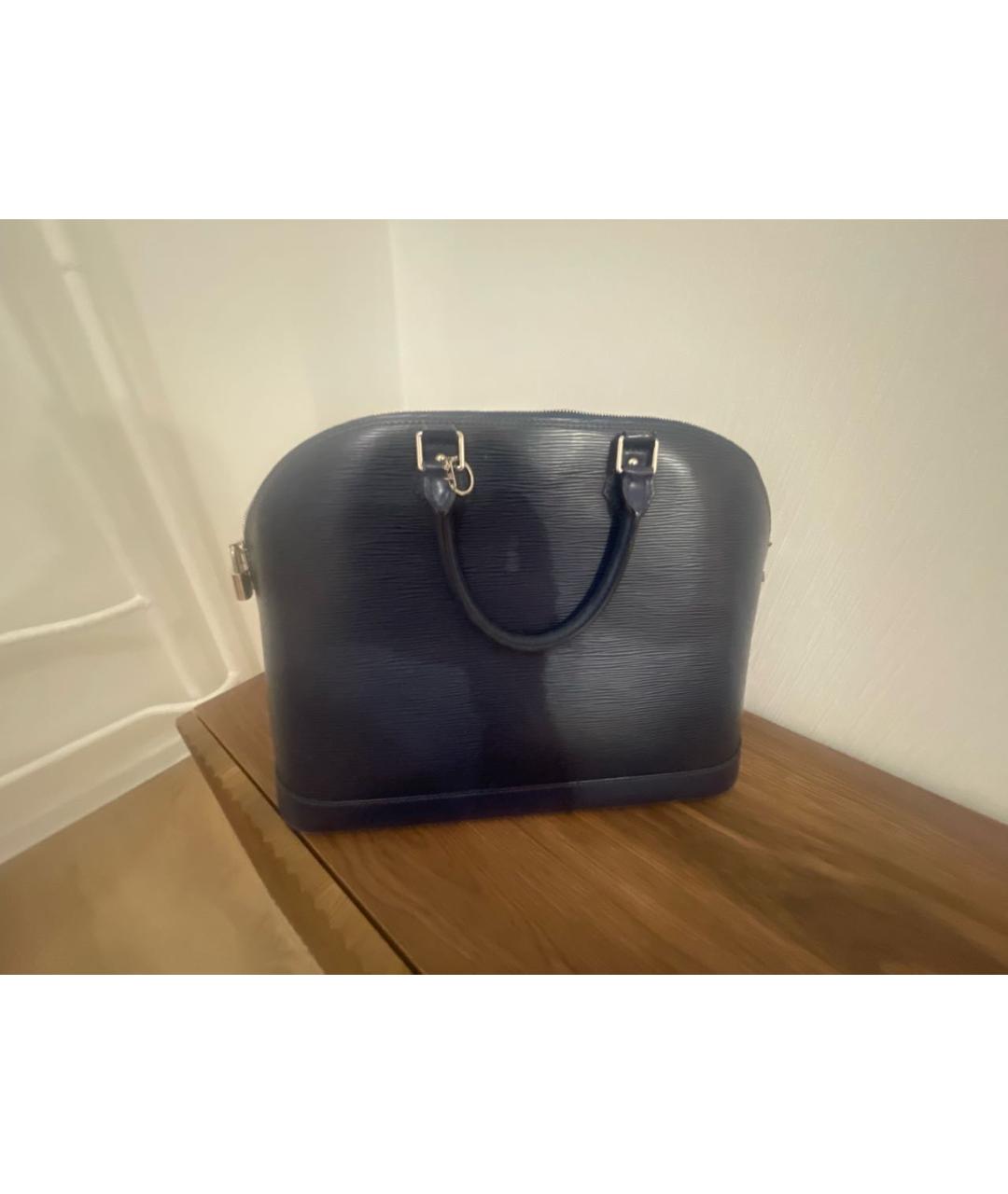 LOUIS VUITTON Темно-синяя кожаная сумка тоут, фото 2